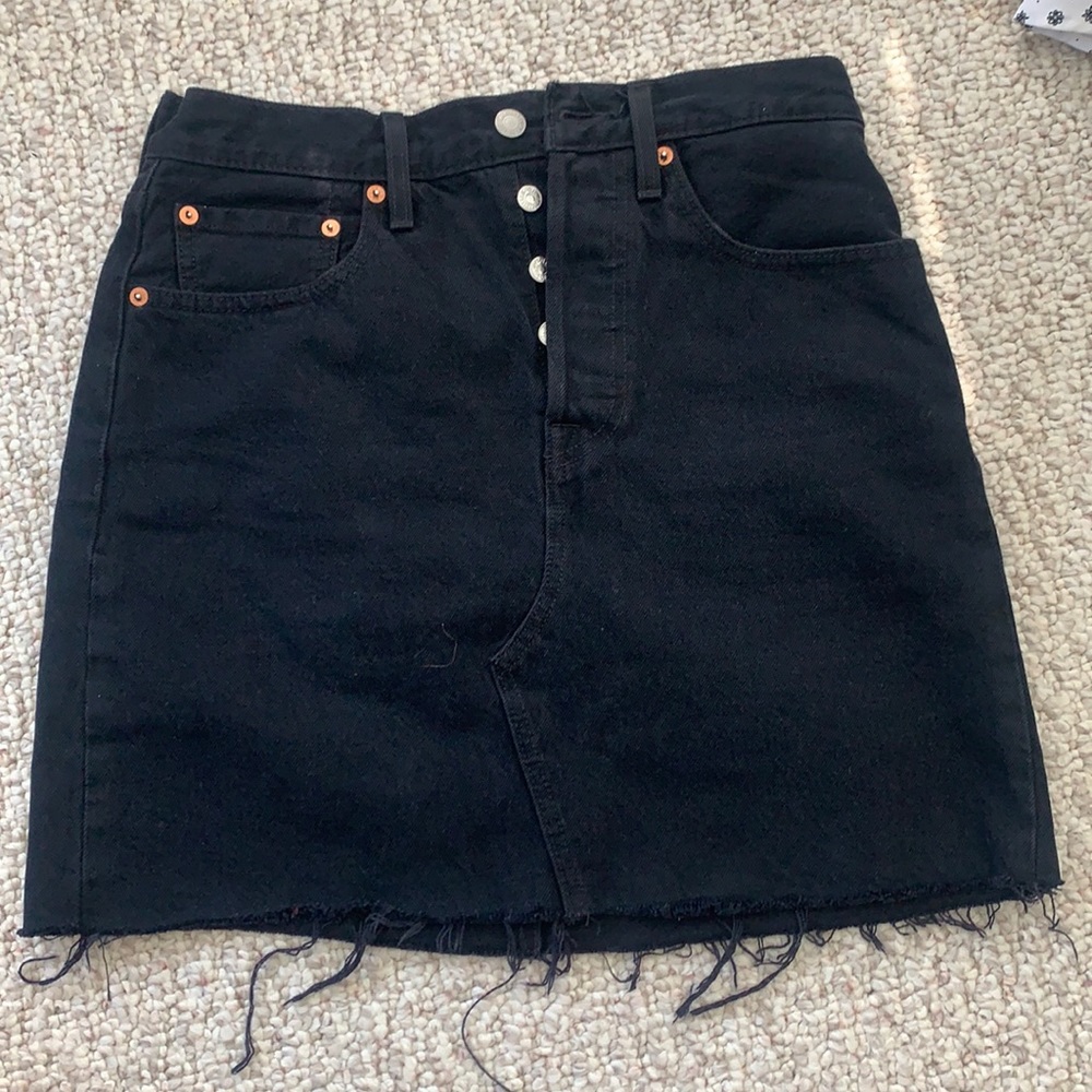 Botton fly denim skirt